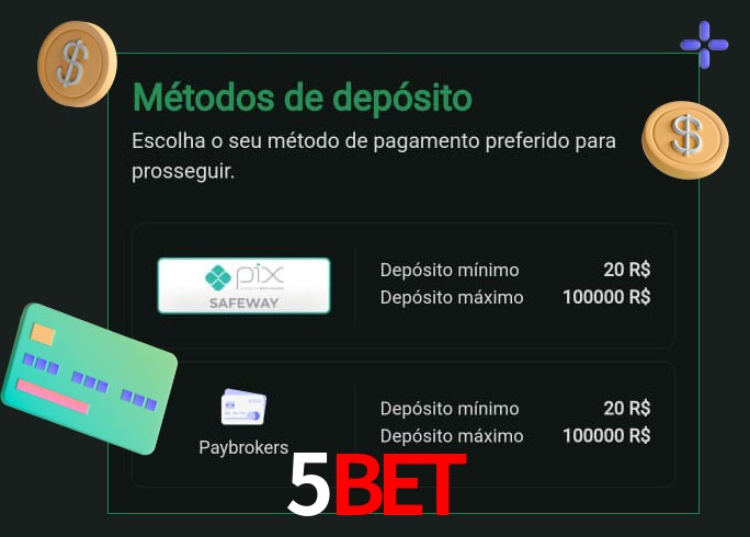 O cassino 5Bet oferece uma grande variedade de métodos de pagamento